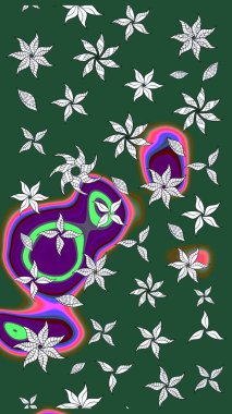 Raster Moda kumaş deseni. Çizgi çizimi kalıbı. Şirin çiçekler..