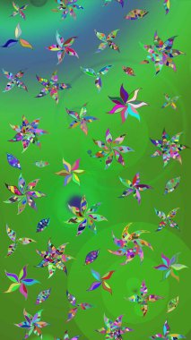 Süslü kumaş deseni. Düz Çiçek Elementleri Tasarımı. Renkli Bahar Teması eskiz kalıbı. Raster illüstrasyonunda çiçek deseni çizimi.