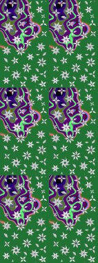 Tekrarlayan çiçek arkaplanı, zarif yeşil çiçek duvar kağıdı. Yeşil renkler üzerine çiçek desenli çizimler, el yapımı papatyalar, papatyalar..