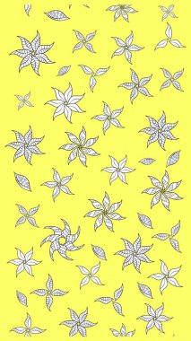 Raster çiçek desenleri çiziyor. Vadinin sarı renkli çiçekleri.