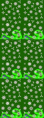 Soyut etnik raster çizim kalıbı. Çiçekler. Vadinin yeşil renkli çiçekleri.