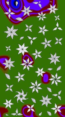 Raster illüstrasyonu. Yeşil renkte güzel bir tekstil. Suluboya çiçekli çiçek deseni.