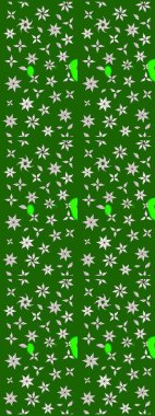 Yeşil renkli çiçekler. Çiçek deseni. Yeşil renkte çiçek çizimi. Raster illüstrasyonu. Şatafatlı bahar bahçesi dokusu.