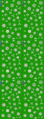 Düz Çiçek Elementleri Tasarımı. Sevimli çiçek raster deseni. Renkli Yaz Temalı eskiz kalıbı. Yeşil renkte çiçekler.