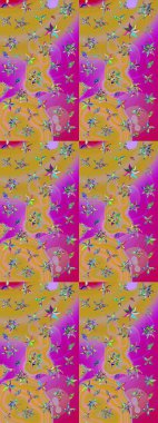 Eskiz arkaplan modeli. Raster - stok. Yapraklı çiçekler ve sarı renkli papatya çiçekleri..