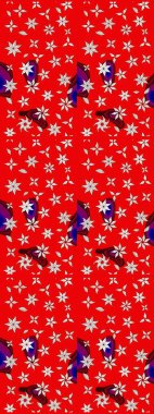 Raster illüstrasyonundaki çiçek desenli çizim. Kırmızı renkte çiçekler. Düz Çiçek Elementleri Tasarımı. Renkli Yaz Teması çizim şablonu.