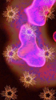 Kahverengi, mor ve siyah renkli kar tanesi süsü. Güzel süs eşyası. Kar tanesi süsü Raster illüstrasyonu. Kar taneleri izole edildi.