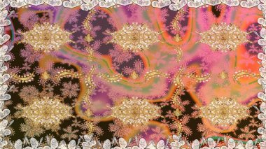 Kahverengi renklerde ve altın elementlerle geleneksel altın sarısı desen. Barok tarzında kusursuz bir doğulu süsü..