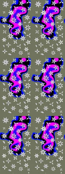 Küçük çiçekteki sevimli çiçek deseni. Robot resim. Raster illüstrasyonu.