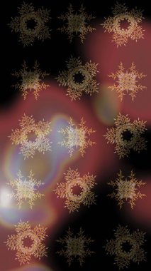 Kahverengi, siyah ve gri renkte kar tanesi süsü. Kar taneleri izole edildi. Kar tanesi süsü Raster illüstrasyonu. Güzel süs eşyası..