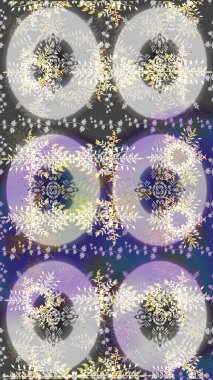 Raster illüstrasyonu. Gri, nötr ve mor renklerde. 3D çiçekler, çizim.