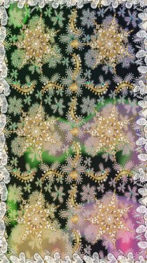 Kusursuz kıvırcık saçlar. Raster altın desen. Doğulu stil, altın elementlerle birlikte gri renklerde altın desenli arabesk yapar..