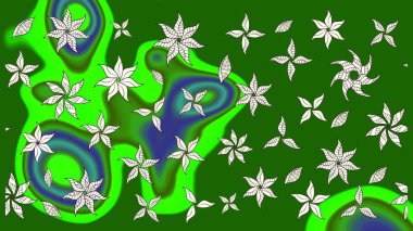 Vadinin çiçekleri yeşil ve nötr renklerde. Çiçeksel çizim kalıbının çizimi.