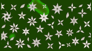 Retro tekstil tasarım koleksiyonu. Çiçekli ipek eşarp. Yeşil ve nötr yeşil ve nötr. El çizimi çiçek unsurları olan soyut çizim raster deseni. 1950 'ler-1960' lar motifleri.