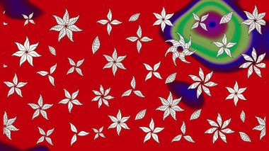 Küçük çiçekte hoş bir çiçek deseni var. Parlak çiçekli kırmızı ve nötr renkler üzerine soyut çizim deseni. Çiçek elementli zarif raster dokusu..