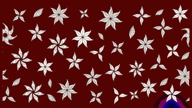 Kırmızı ve nötr arkaplanda. Elle çizilmiş çiçek desenli Raster çizimi. Çocuksu tasarım. Tekstil, kumaş, ambalaj, hatıra defteri için güzel çiçek arkaplanı..