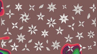 Suluboya, elle çizilmiş. Raster illüstrasyonu. Kahverengi ve nötr renklerde yaprakları olan yabani çiçekler. Taslak arkaplan deseni.