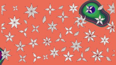 Turuncu ve nötr renklerde parlak çiçekli halı deseni.