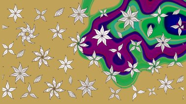 Davetiye ve kartpostal tasarımı için dekoratif çiçek unsurları. Tekstil için figür. Şirin, zarif çiçekler Raster illüstrasyonu. Poster ya da kapak için arka plan. Yapraklı çizim deseni.