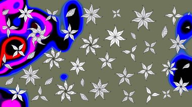 Raster suluboya çiçek deseni, narin çiçekler, yeşil ve mavi çiçekler, tebrik kartı şablonu. Güzel kumaş deseni.