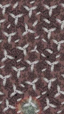 Çiçekli çiçek deseni, suluboya. Düz Çiçek Elementleri Tasarım Raster illüstrasyonu. Kahverengi renkli çiçekler. Renkli Bahar Teması Eskiz Şablonu.