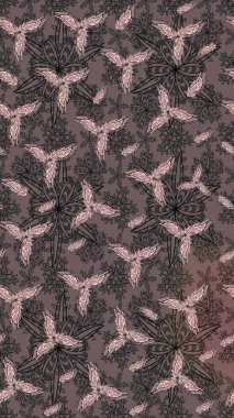 Egzotik çiçekler, kahverengi renklerde botanik, parlak, klasik bir doğa. Klasik tropikal doğal elementlerin suluboya seti. Raster illüstrasyonu.