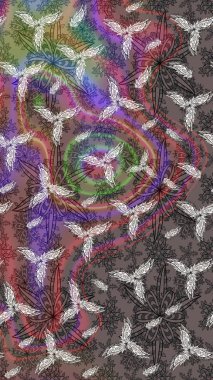 Çiçekli bahar çiçekleri. Küçük çiçekte güzel bir desen. Robot resim. Motley illüstrasyonu. Küçük renkli çiçekler. Moda baskıları için zarif bir şablon.