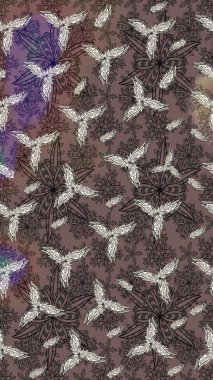 Sketch Colour Spring Theme eskiz kalıbı. Düz Çiçek Elementleri Tasarımı. Sevimli çiçek raster deseni. Kahverengi renkte çiçekler.