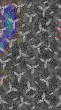 Raster illüstrasyonu. Gri renklerde. 3D çiçekler, çizim.