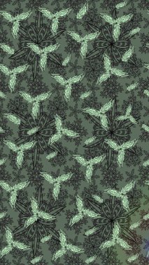 Raster illüstrasyonu. Küçük çiçekli şirin bir desen. Çiçek ve yapraklı çiçek deseni.