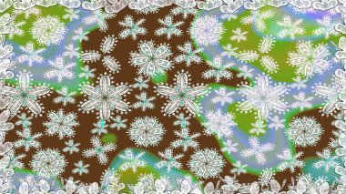 Raster illüstrasyonu. Kahverengi renklere karalamalar çizen kusursuz çiçek deseni.