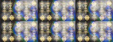 Kar taneleri deseni. Kar tanesi süsleme deseni. Raster illüstrasyonu. Kar taneleri arka planda. Renkli arkaplanda izole edilmiş kar tanelerinin düz tasarımı.