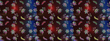 Kahverengi, mavi ve gri renkler. Kar tanelerinin soyut arkaplanlı Noel şablonu. Raster illüstrasyonu. Noel ve Yeni Yıl moda baskıları için tatil tasarımı.