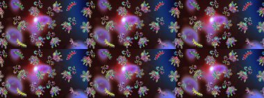 Kahverengi, mavi ve mor renkli çiçekler. El çizimi. Suluboya çizimi. Çiçeklerle kusursuz desen.