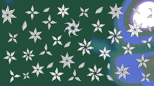 Raster hisseleri. Eskiz arkaplan modeli. Çiçekler yeşil ve nötr. Suluboya, elle çizilmiş.