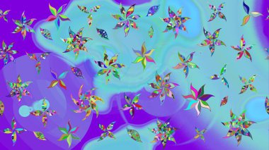 Düz Çiçek Elementleri Tasarımı. Çiçek deseni. Raster illüstrasyonu. Renkli Bahar Teması eskiz kalıbı. Chichi kumaş deseni çiz.