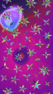 Raster illüstrasyonu. Çizim çiçek deseni duvar kâğıdı olarak kullanılabilir. Mor ve morumsu renkte çiçekler.