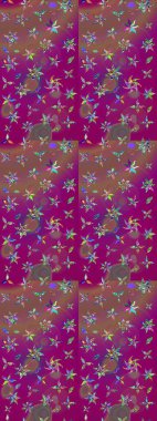 Suluboya, elle çizilmiş. Vadinin çiçekleri mor ve kahverengi renklerde. Eskiz arkaplan modeli. Raster - stok.