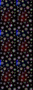 Siyah ve yeşil renklerde. Raster illüstrasyonu. Çiçekli güzel suluboya desen.