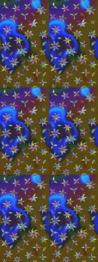 Küçük çiçekli yay deseni çiz. Suluboya stilinde renklerde. Raster illüstrasyonu.