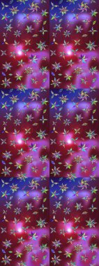 Raster suluboya çiçek deseni, narin çiçekler, mor ve mor çiçekler, tebrik kartı şablonu. Raster Güzel kumaş deseni.