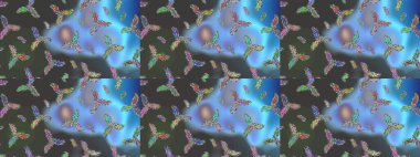 Kar tanesi süsleme deseni. Kar taneleri arka planda. Raster illüstrasyonu. Kar taneleri deseni. Renkli arkaplanda izole edilmiş kar tanelerinin düz tasarımı.