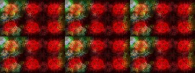 Kar tanelerinin soyut arkaplanlı Noel şablonu. Noel ve yeni yıl moda baskıları için tatil tasarımı. Kahverengi, kırmızı ve siyah renkler. Raster illüstrasyonu.