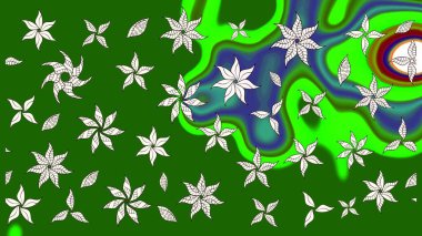 Çiçekli zambakların eskiz geçmişi. Parlak çiçekli kolaj çiçekleri yeşil ve nötr. Çiçek tasarımı için inanılmaz kolaj cennet tarzı..