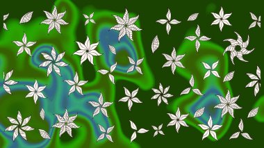 Beautiful fabric pattern. Raster illustration. Sketch Floral Pattern in Raster illustration. On green and neutral colors.