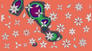 Cute Floral pattern in the small flower. Raster pattern. Gentle, summer floral on orange and neutral colors. Raster illustration.