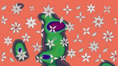 Modaya uygun kumaş deseni. Renkli Yaz Temalı eskiz kalıbı. Düz Çiçek Elementleri Tasarımı. Sevimli çiçek raster deseni.