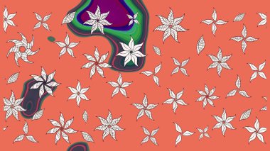 Sketch pattern with orange and neutral flowers, watercolor floral pattern, cute flower, tileable for wallpaper, card or fabric. Raster - stock.