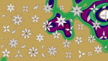 Art Inspiyellow ve nötr stil çiçekler ve arka plan bırakıyor. Sarı ve nötr el çizimi desen. Karalama çiçekleri çizim kalıbı. Raster deseni.