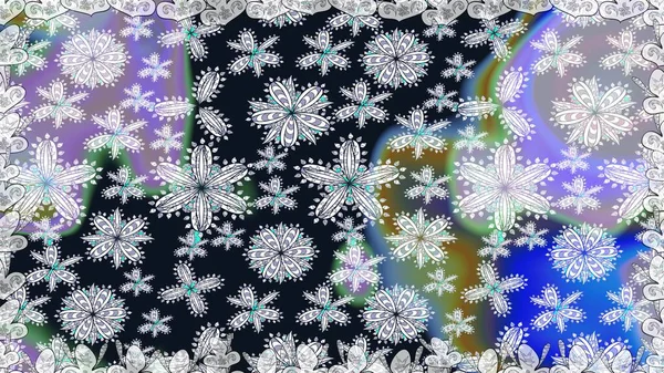 Raster suluboya çiçek deseni, narin çiçekler, gri çiçekler, tebrik kartı şablonu. Güzel kumaş deseni.